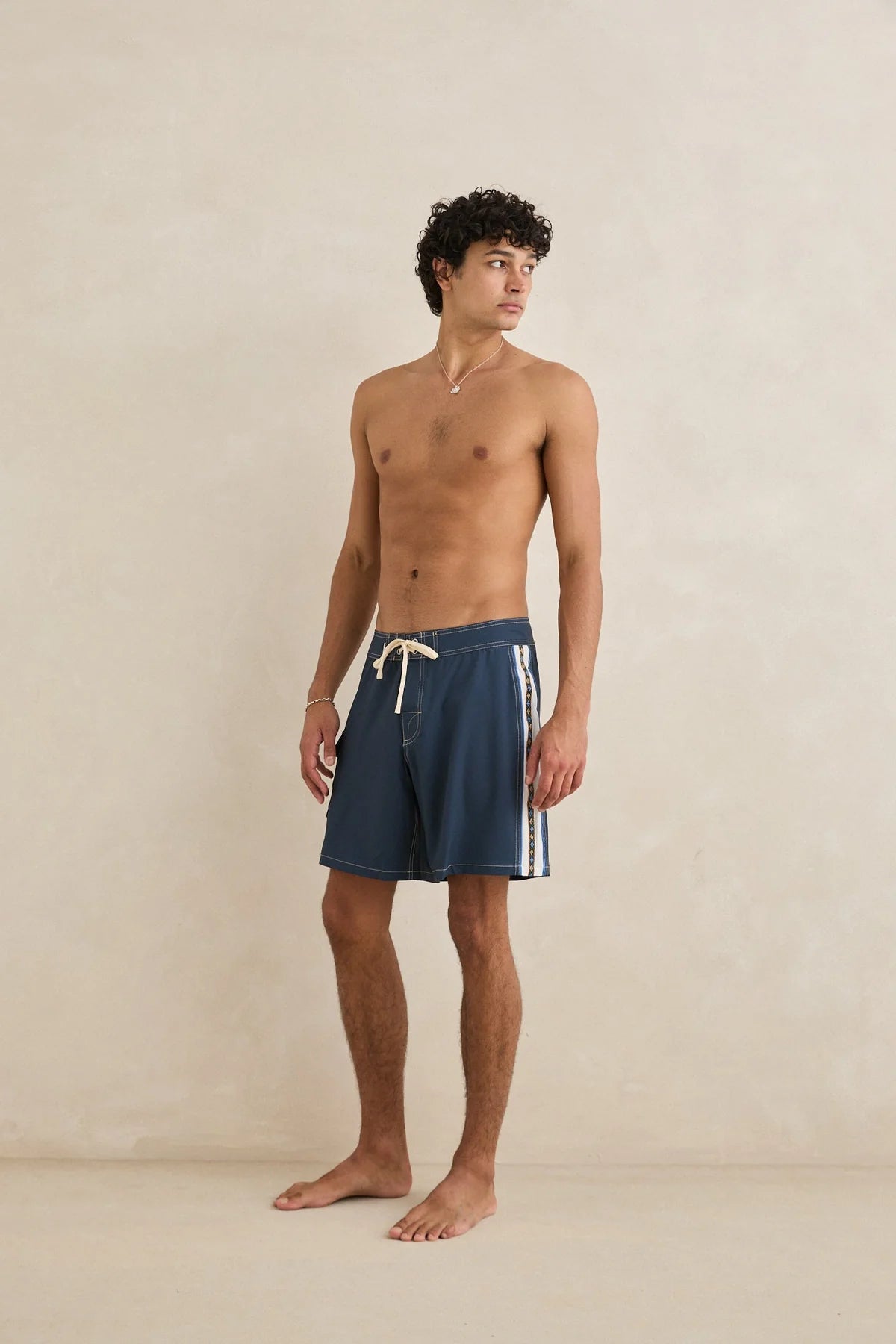RHYTHM PANEL STRIPE MENS SURF TRUNK PERFORMANCE BOARDSHORT COMFORT FIT NAVY