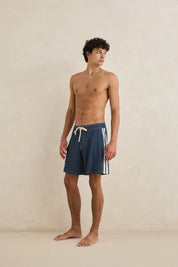 RHYTHM PANEL STRIPE MENS SURF TRUNK PERFORMANCE BOARDSHORT COMFORT FIT NAVY