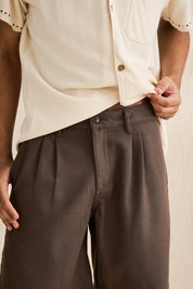 RHYTHM PES DOUBLE PLEATED SHORT - CHOCOLATE