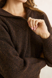 RHYTHM QUINCY ZIP KNIT – CHOCOLATE