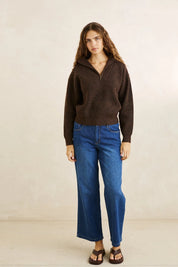 RHYTHM QUINCY ZIP KNIT – CHOCOLATE