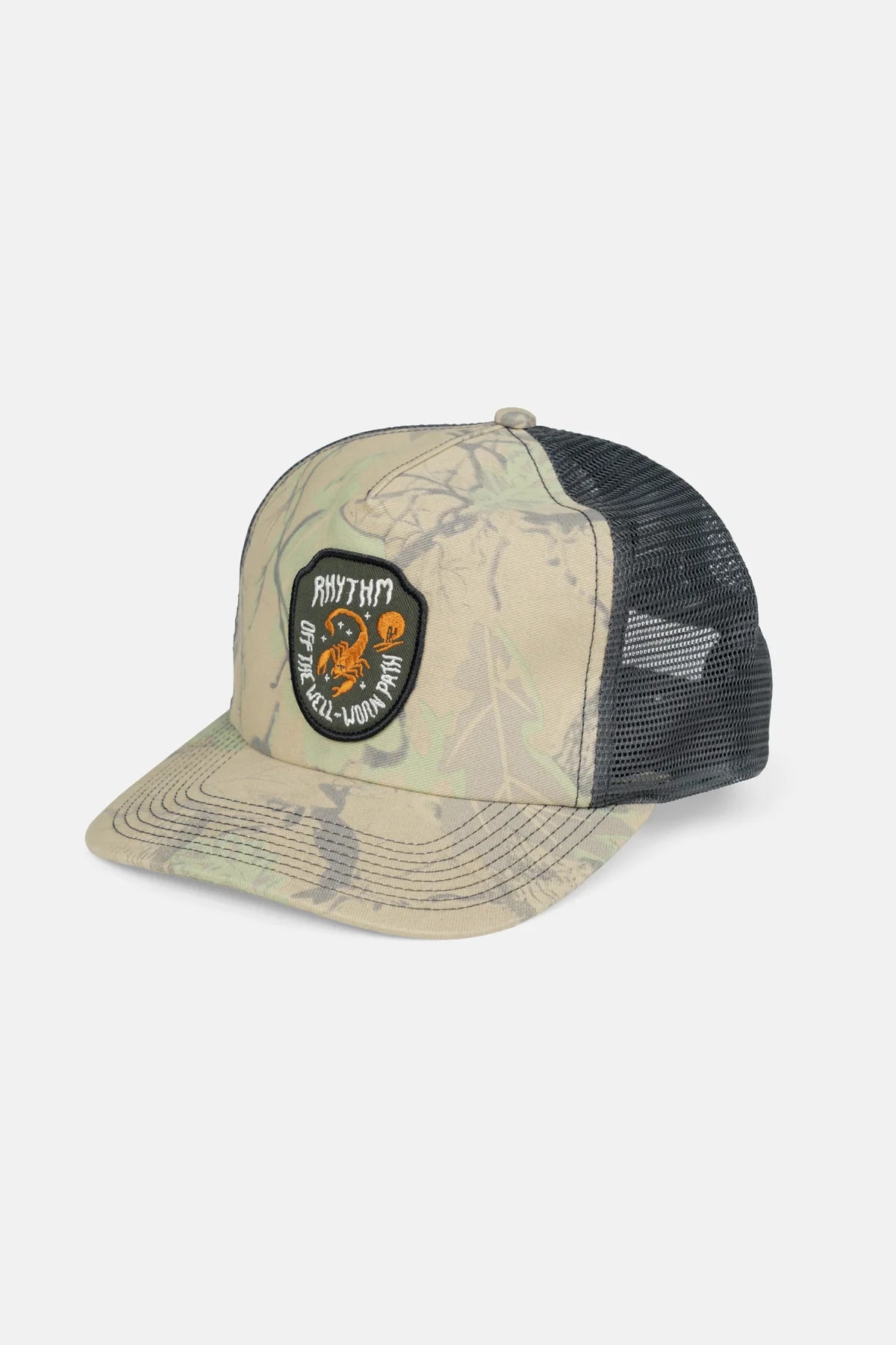 RHYTHM REAL TREE TRUCKER CAP – PRINTED COTTON TRUCKER HAT WITH MESH BACK – TOBACCO