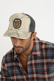 RHYTHM REAL TREE TRUCKER CAP – PRINTED COTTON TRUCKER HAT WITH MESH BACK – TOBACCO