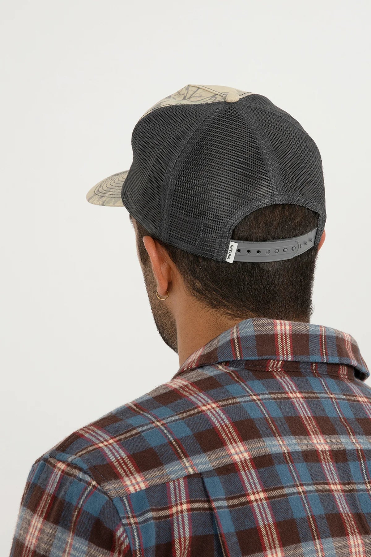 RHYTHM REAL TREE TRUCKER CAP – PRINTED COTTON TRUCKER HAT WITH MESH BACK – TOBACCO