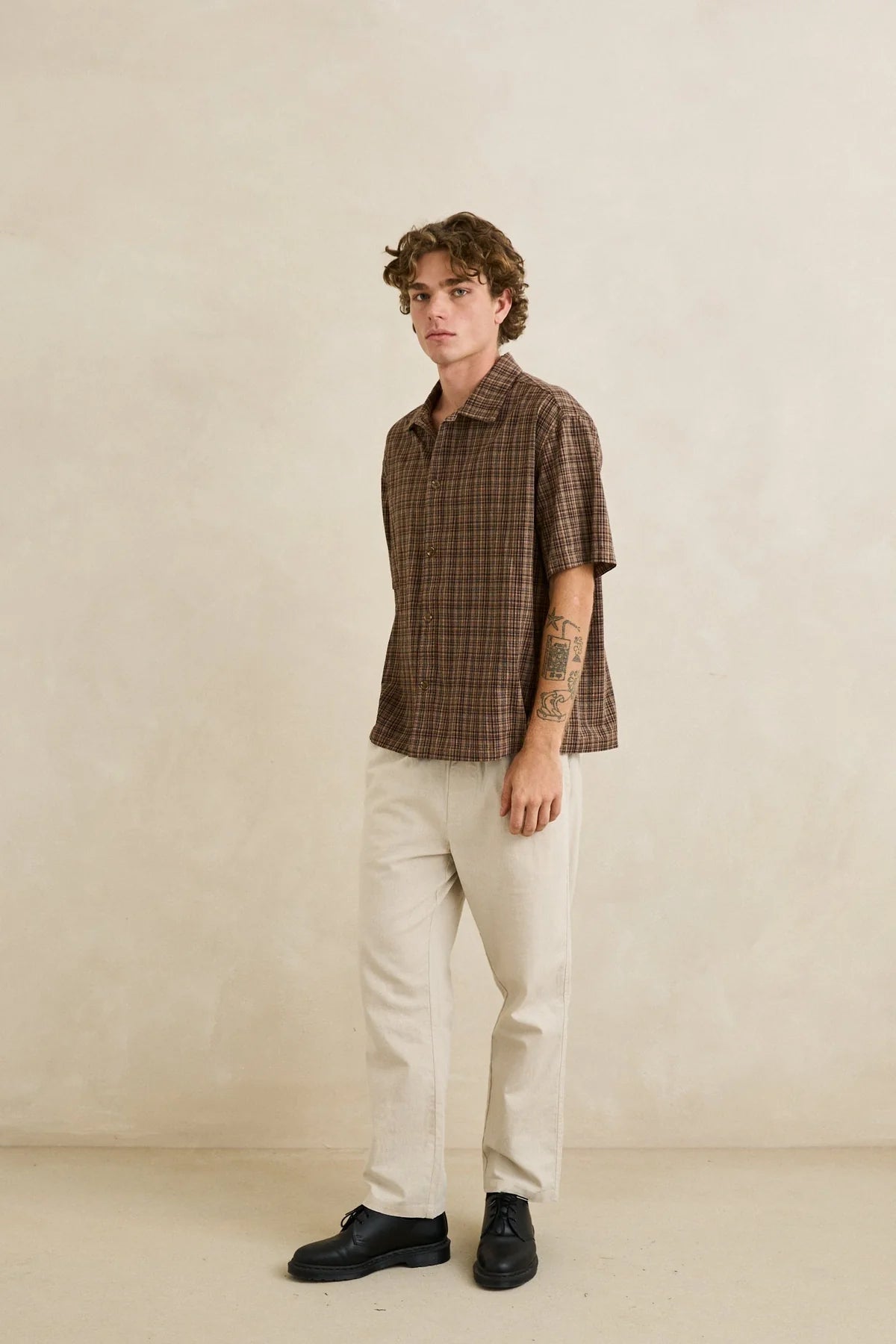 RHYTHM RELAXED BRADY CHECK SS SHIRT – CHESTNUT