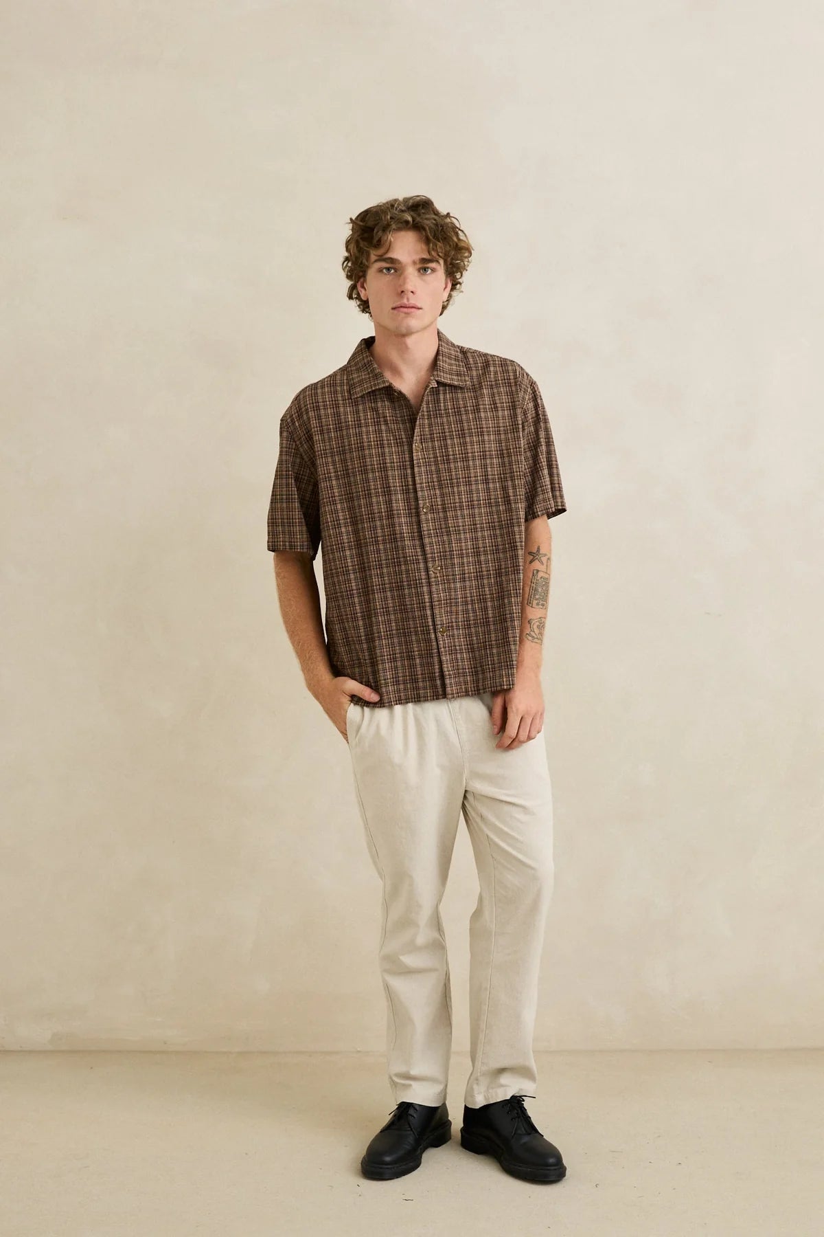 RHYTHM RELAXED BRADY CHECK SS SHIRT – CHESTNUT