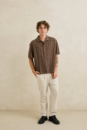 RHYTHM RELAXED BRADY CHECK SS SHIRT – CHESTNUT