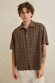 RHYTHM RELAXED BRADY CHECK SS SHIRT – CHESTNUT
