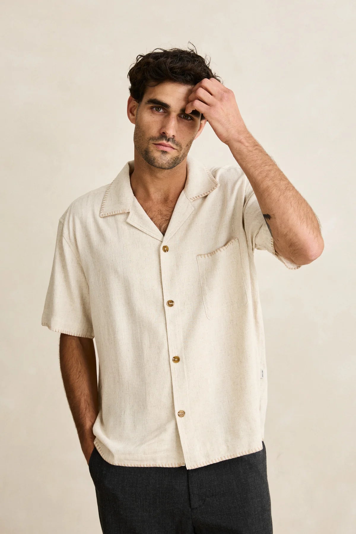 RHYTHM RELAXED WHIP STITCH SHORT SLEEVE SHIRT NATURAL