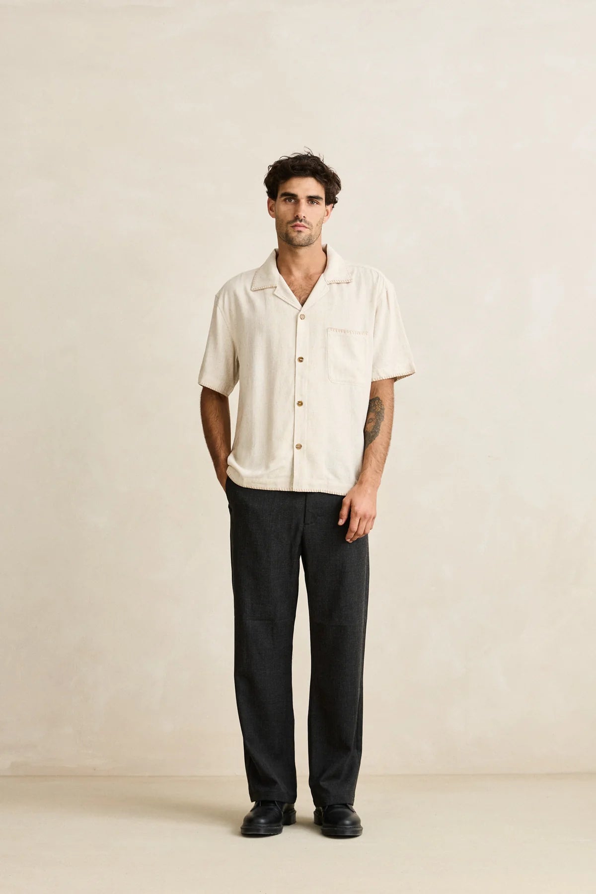 RHYTHM RELAXED WHIP STITCH SHORT SLEEVE SHIRT NATURAL