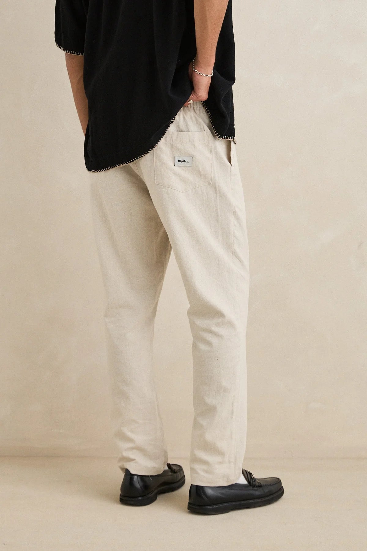 RHYTHM RELAXED WHIP STITCH SS SHIRT BLACK CUBAN COLLAR MENS COASTAL SHIRT