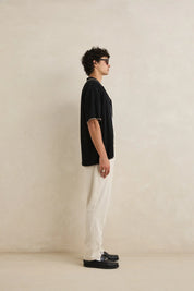 RHYTHM RELAXED WHIP STITCH SS SHIRT BLACK CUBAN COLLAR MENS COASTAL SHIRT