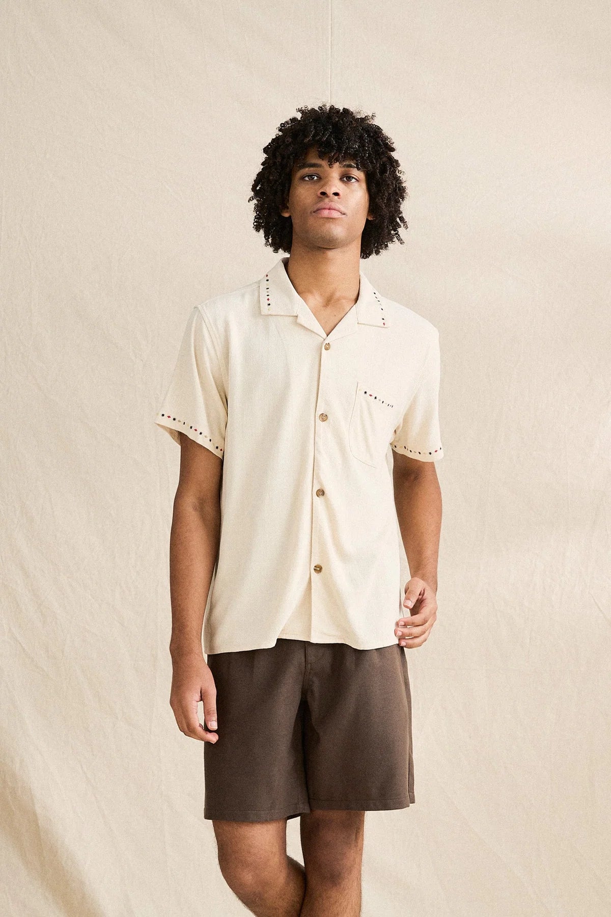 RHYTHM ROLLIE SHORT SLEEVE SHIRT - NATURAL
