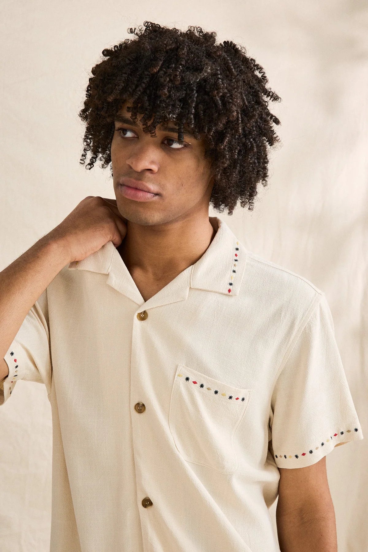 RHYTHM ROLLIE SHORT SLEEVE SHIRT - NATURAL