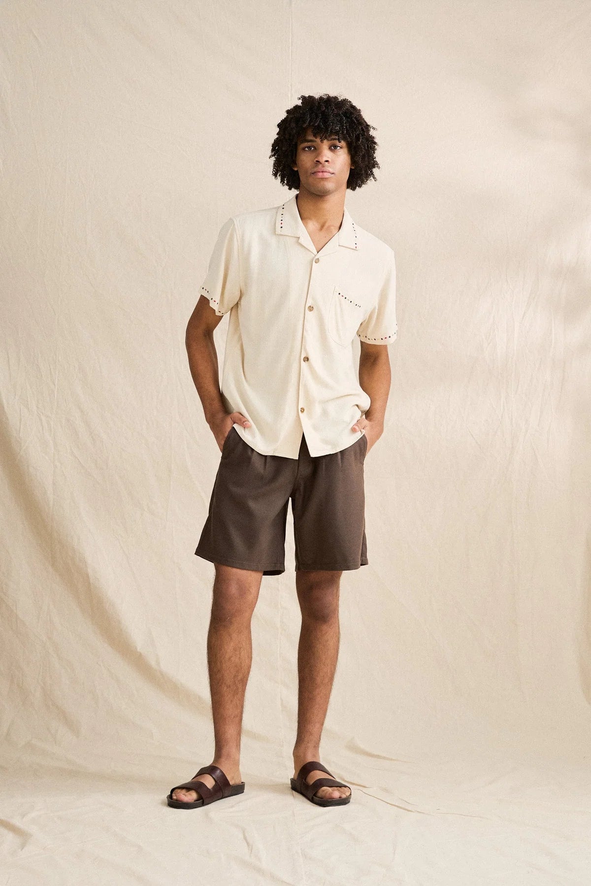 RHYTHM ROLLIE SHORT SLEEVE SHIRT - NATURAL