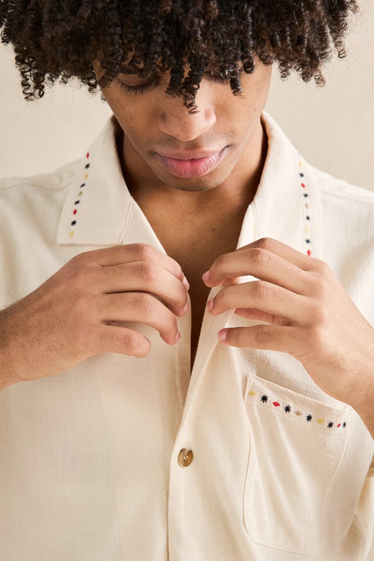 RHYTHM ROLLIE SHORT SLEEVE SHIRT - NATURAL