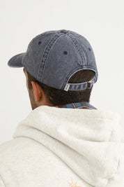 RHYTHM SPORTS CAP – PIGMENT-WASHED CURVED PEAK STRAP-BACK CAP WITH LOGO PATCH