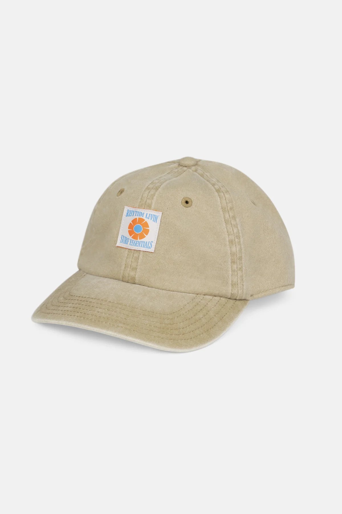 RHYTHM SPORTS CAP – PIGMENT-WASHED CURVED PEAK STRAP-BACK CAP WITH LOGO PATCH