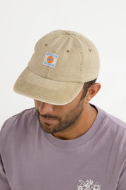 RHYTHM SPORTS CAP – PIGMENT-WASHED CURVED PEAK STRAP-BACK CAP WITH LOGO PATCH