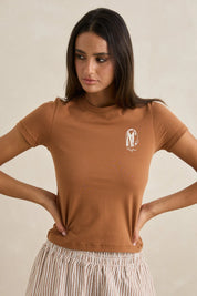 RHYTHM SUNNY EVERYDAY TEE CHOCOLATE SLIM LONGLINE WOMENS BASIC T SHIRT