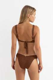 RHYTHM SUNSET SOFT STRAP BALCONETTE TOP – WIDE STRAP UNDERWIRE BIKINI TOP – CHOCOLATE
