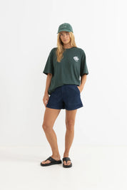 RHYTHM SURF RIDER OVERSIZED T-SHIRT – RELAXED CREW NECK GRAPHIC TEE – FOREST GREEN