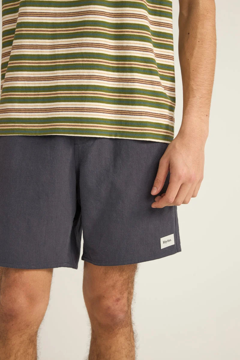 RHYTHM TEXTURED LINEN JAM – NAVY