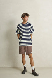 RHYTHM TEXTURED LINEN JAM SHORTS - CHOCOLATE