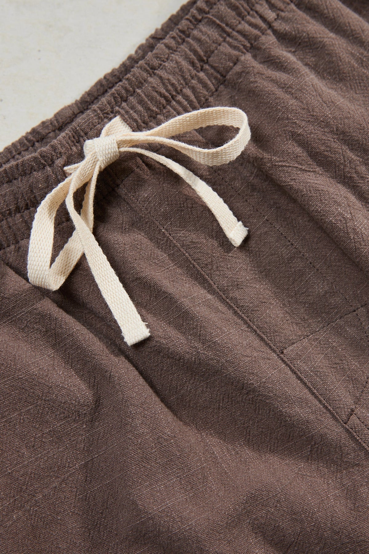 RHYTHM TEXTURED LINEN JAM SHORTS - CHOCOLATE