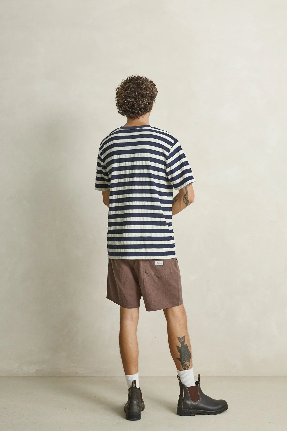 RHYTHM TEXTURED LINEN JAM SHORTS - CHOCOLATE