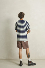 RHYTHM TEXTURED LINEN JAM SHORTS - CHOCOLATE