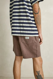 RHYTHM TEXTURED LINEN JAM SHORTS - CHOCOLATE