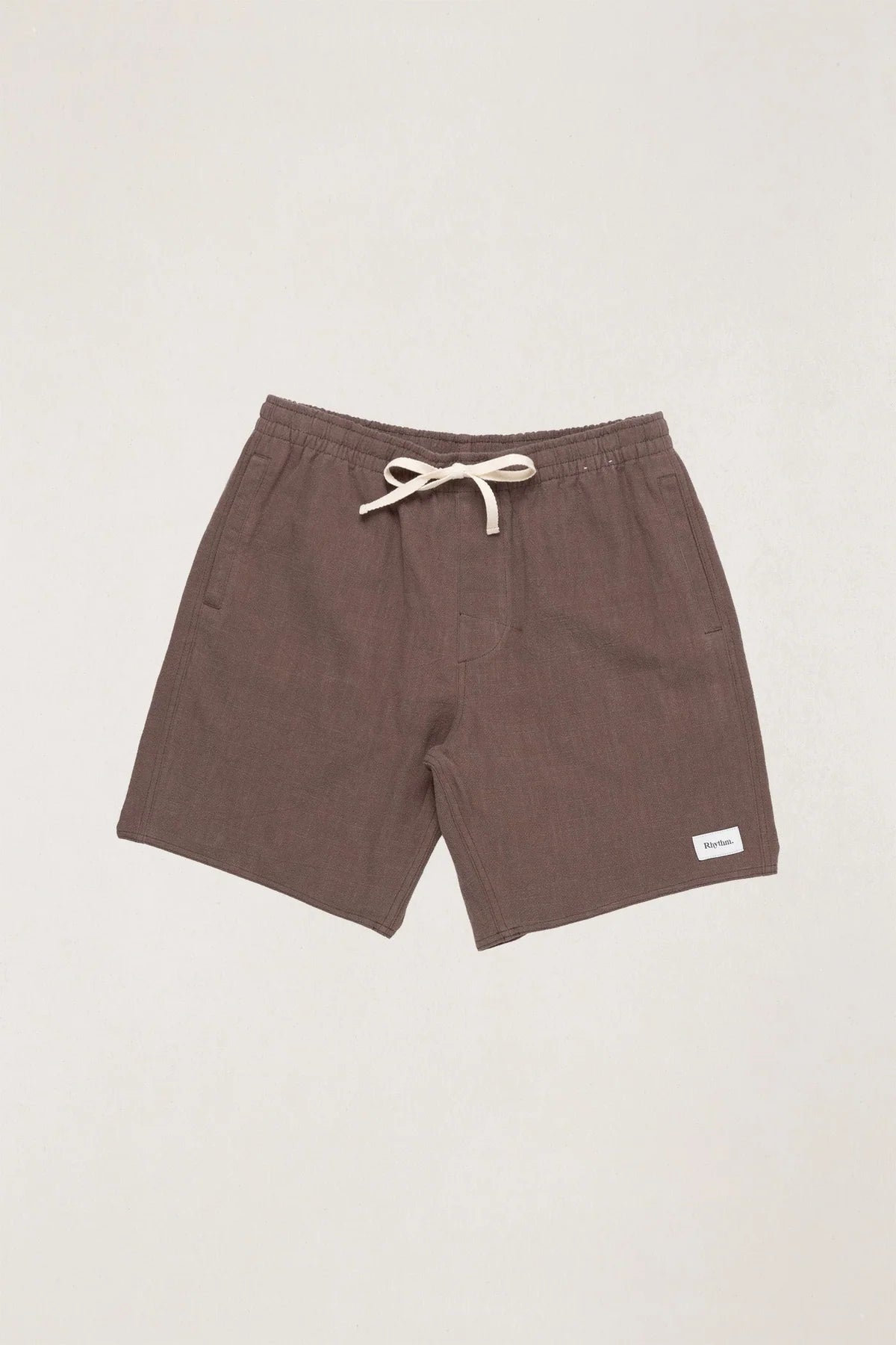 RHYTHM TEXTURED LINEN JAM SHORTS - CHOCOLATE