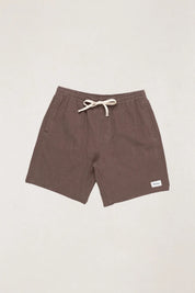 RHYTHM TEXTURED LINEN JAM SHORTS - CHOCOLATE