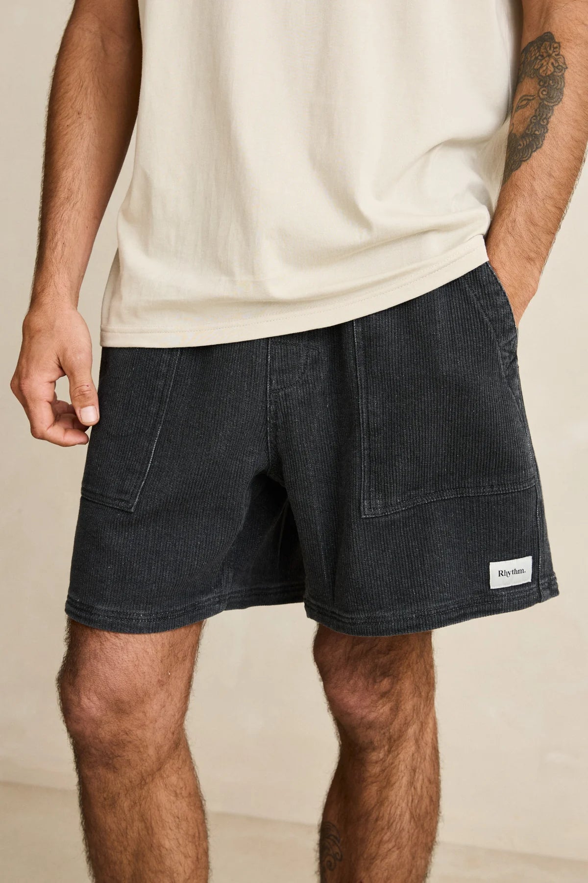 RHYTHM TEXTURED WALE JAM CORDUROY SHORT RELAXED FIT DARK INDIGO