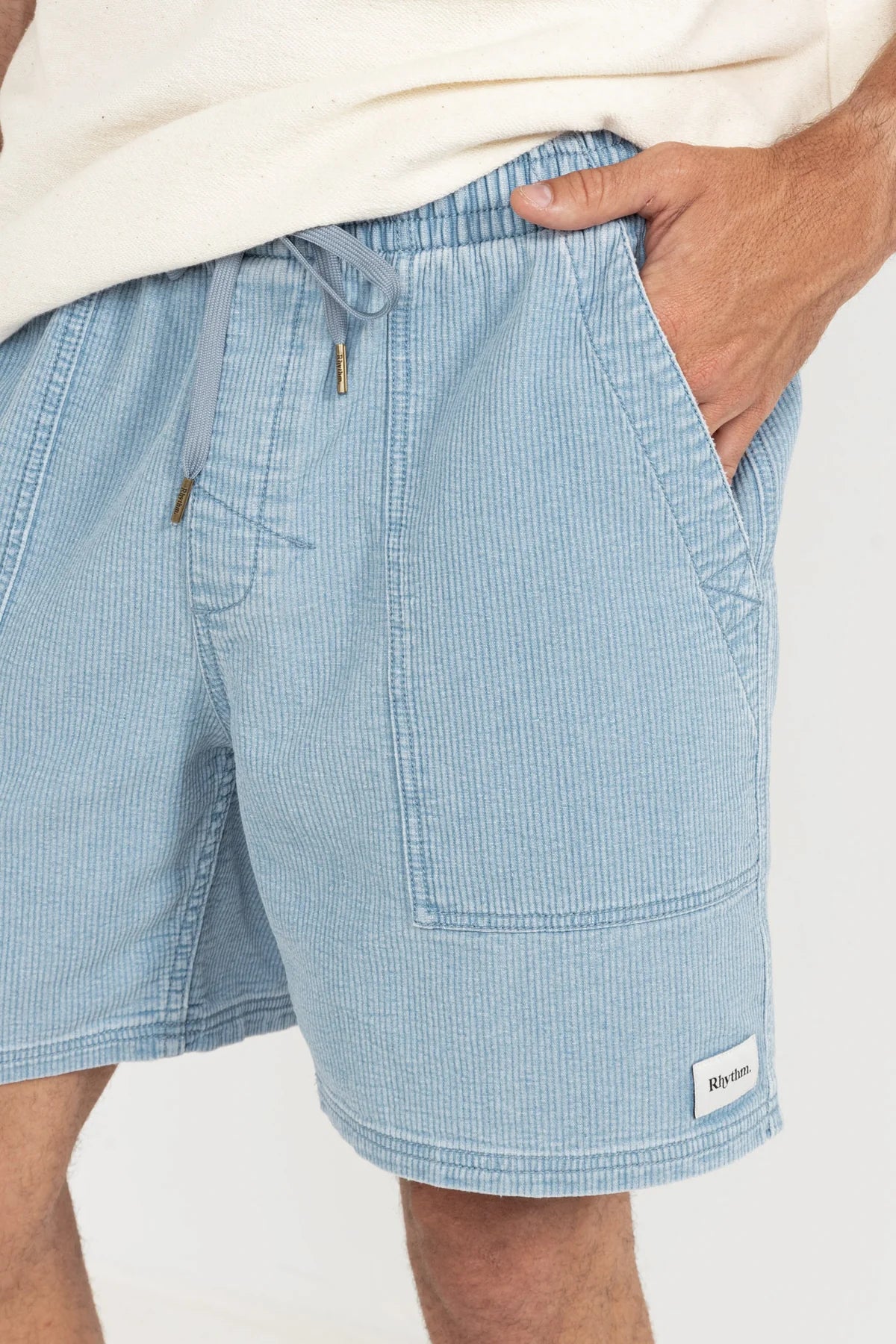 RHYTHM TEXTURED WALE JAM – 18" RELAXED TEXTURED COTTON ELASTIC WAIST SHORT – INDIGO