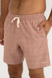 RHYTHM TILE BEACH SHORT – 17" STANDARD FIT LIGHTWEIGHT ELASTIC SHORT – BAKED CLAY