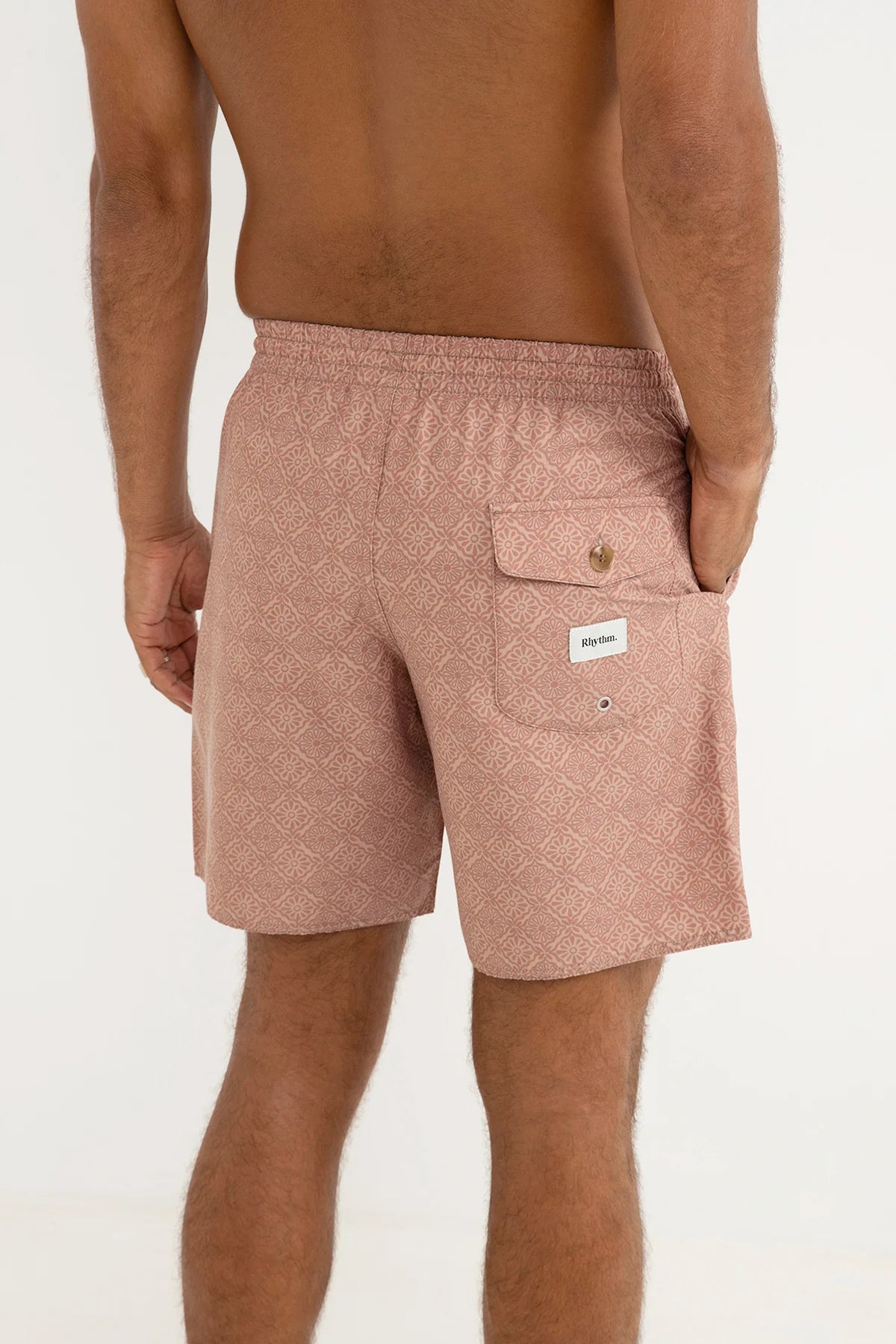 RHYTHM TILE BEACH SHORT – 17" STANDARD FIT LIGHTWEIGHT ELASTIC SHORT – BAKED CLAY