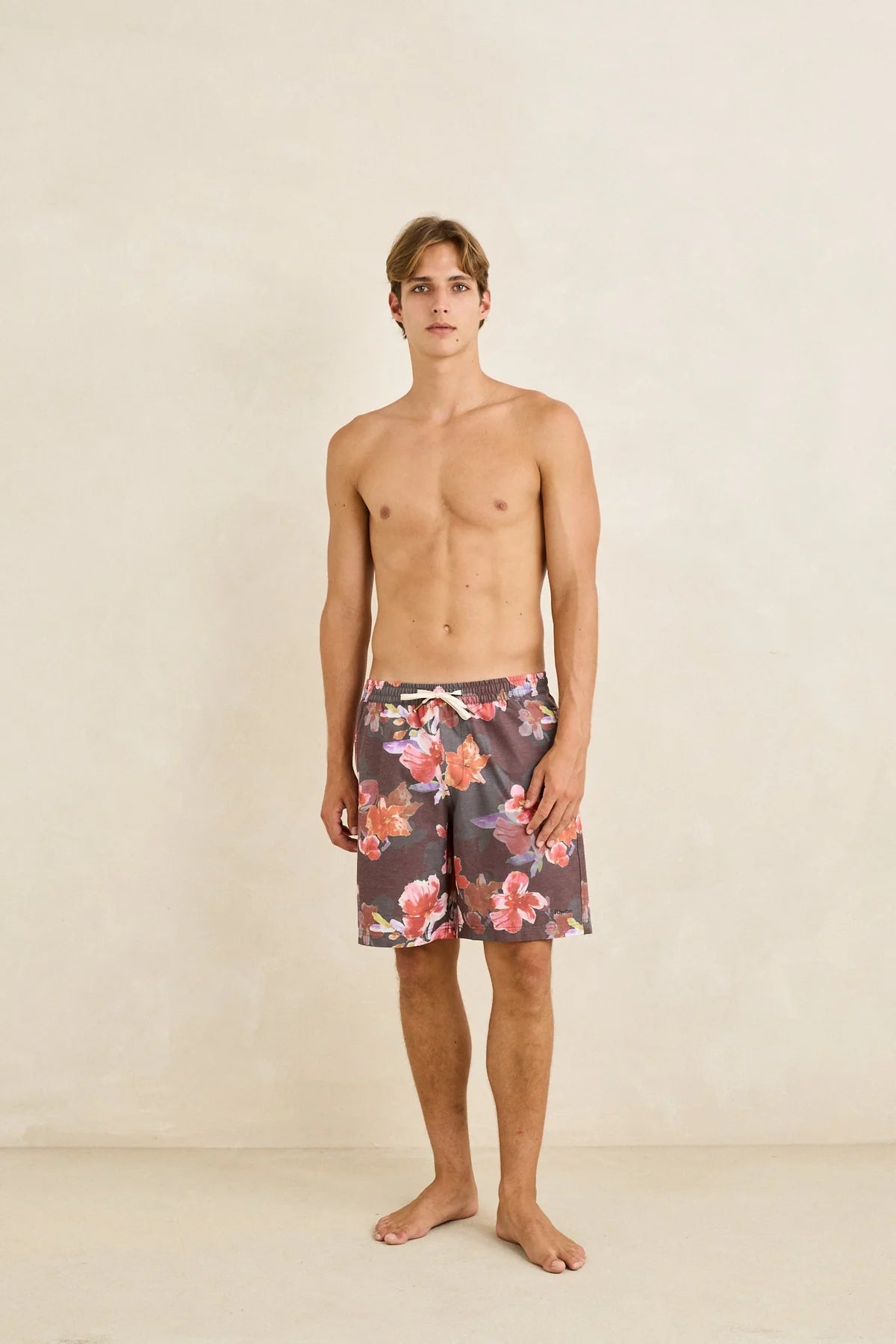 RHYTHM TROPICAL FLORAL BEACH SHORT - CHOCOLATE