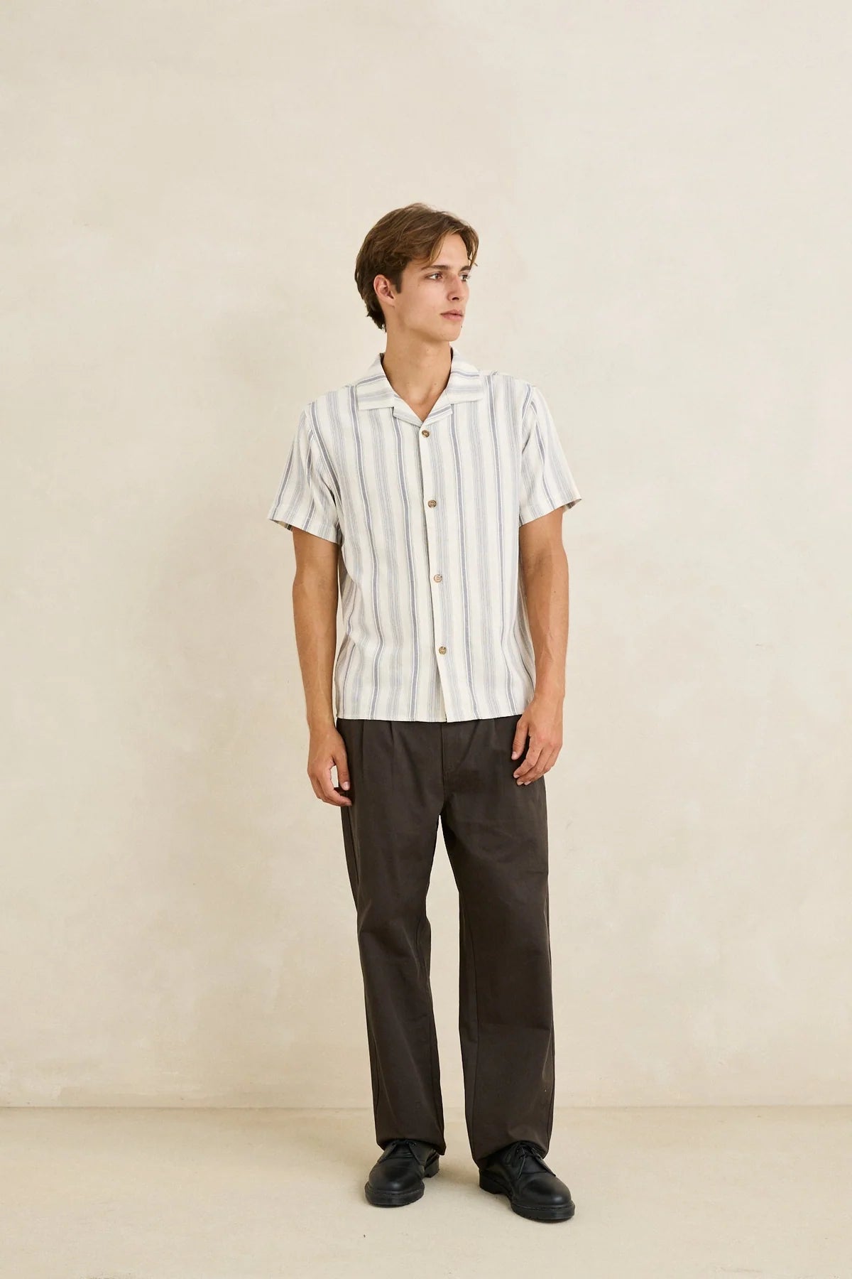 RHYTHM TURKISH STRIPE SHORT SLEEVE SHIRT - NATURAL