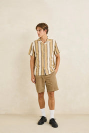 RHYTHM VACATION STRIPE SHORT SLEEVE SHIRT - SAND