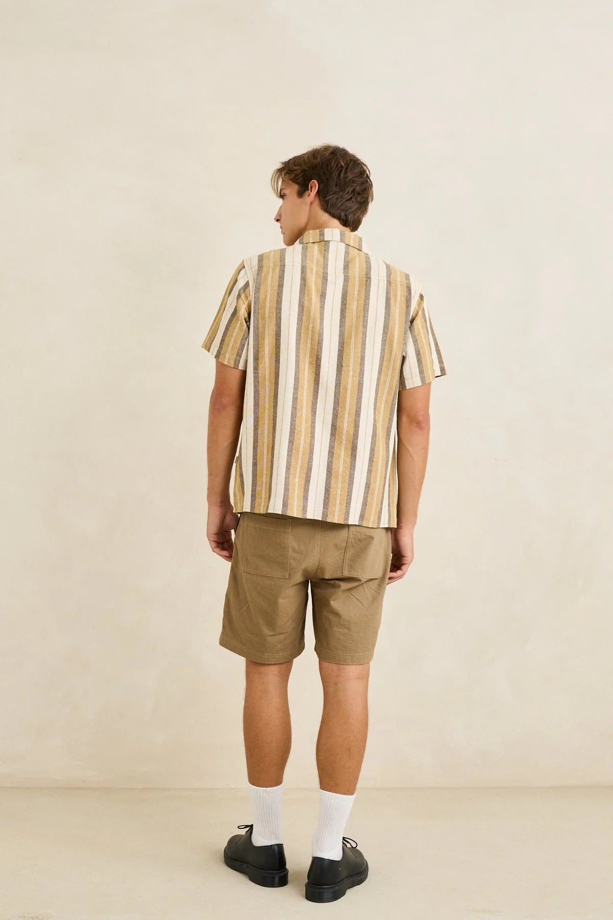 RHYTHM VACATION STRIPE SHORT SLEEVE SHIRT - SAND