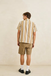 RHYTHM VACATION STRIPE SHORT SLEEVE SHIRT - SAND