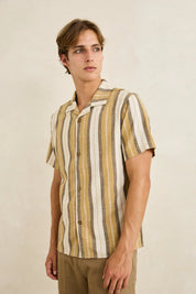 RHYTHM VACATION STRIPE SHORT SLEEVE SHIRT - SAND