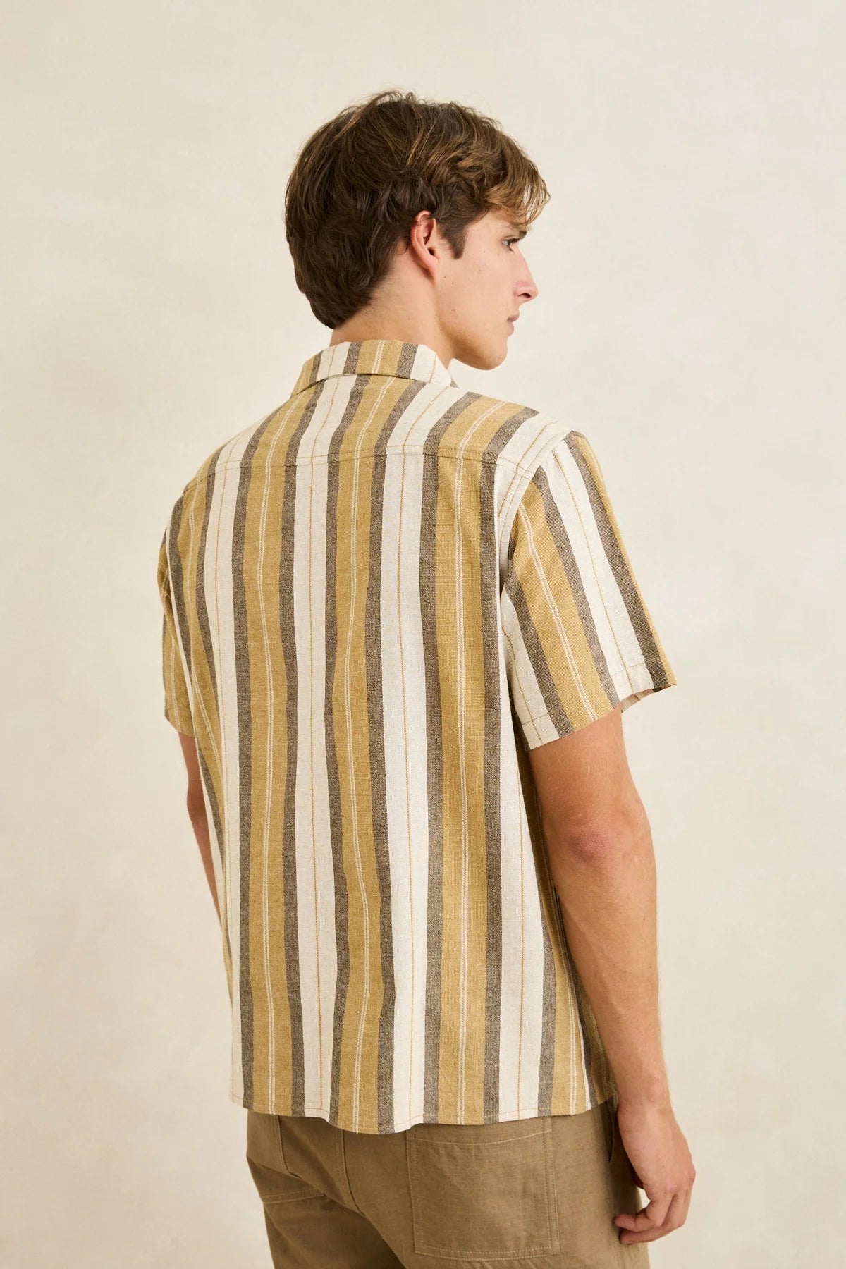 RHYTHM VACATION STRIPE SHORT SLEEVE SHIRT - SAND