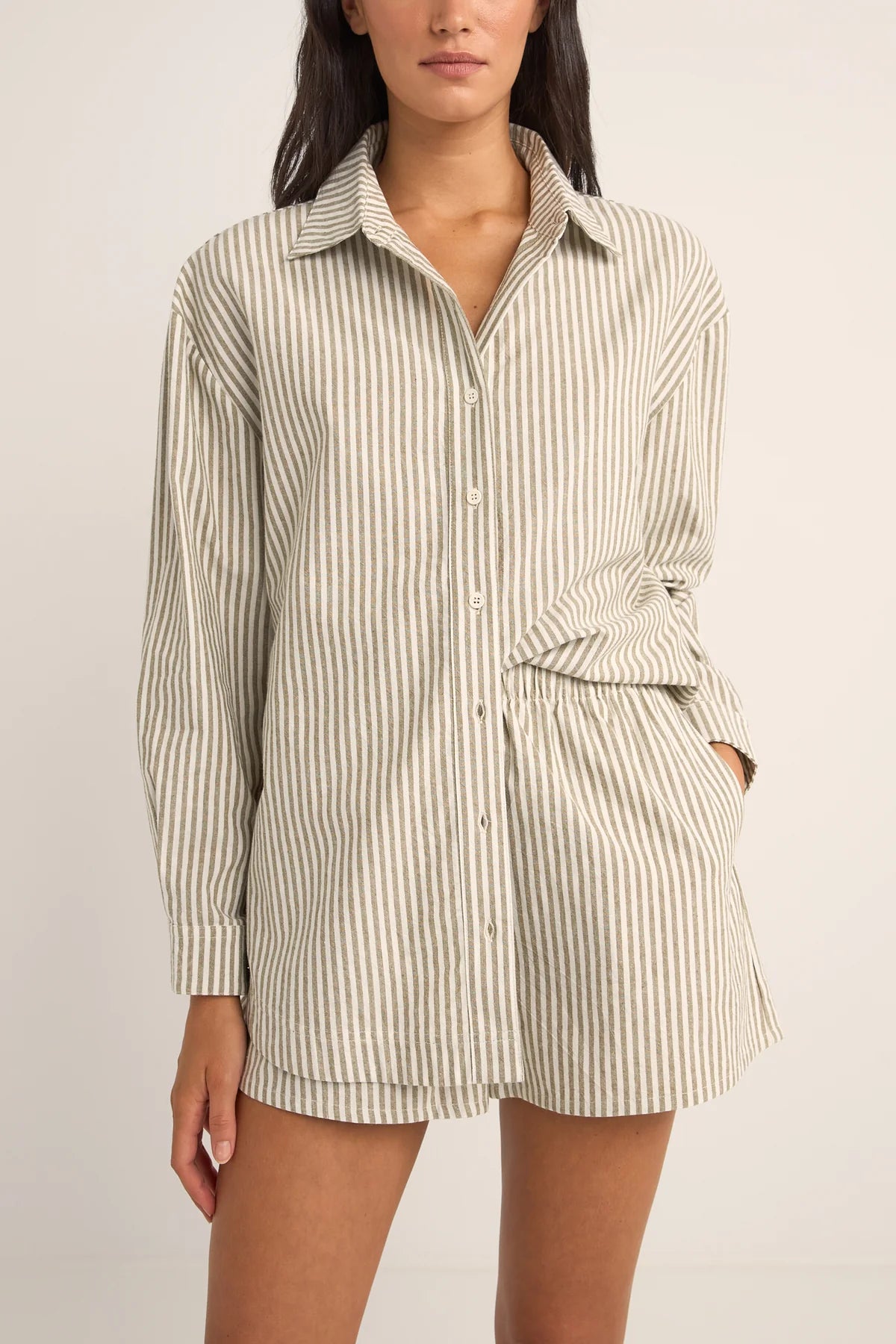 RHYTHM VALLEY STRIPE OVERSIZED SHIRT IVY COTTON COASTAL WOMENS BUTTON UP