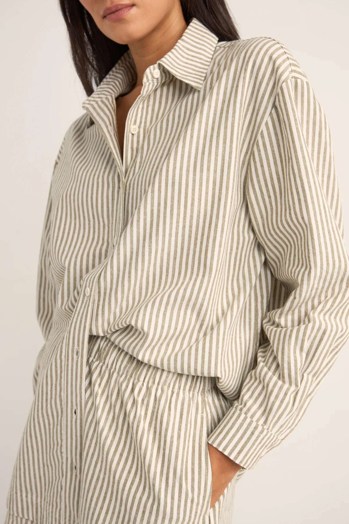 RHYTHM VALLEY STRIPE OVERSIZED SHIRT IVY COTTON COASTAL WOMENS BUTTON UP