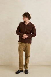 RHYTHM VINTAGE TERRY LS POLO – CHOCOLATE