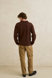 RHYTHM VINTAGE TERRY LS POLO – CHOCOLATE