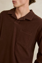 RHYTHM VINTAGE TERRY LS POLO – CHOCOLATE